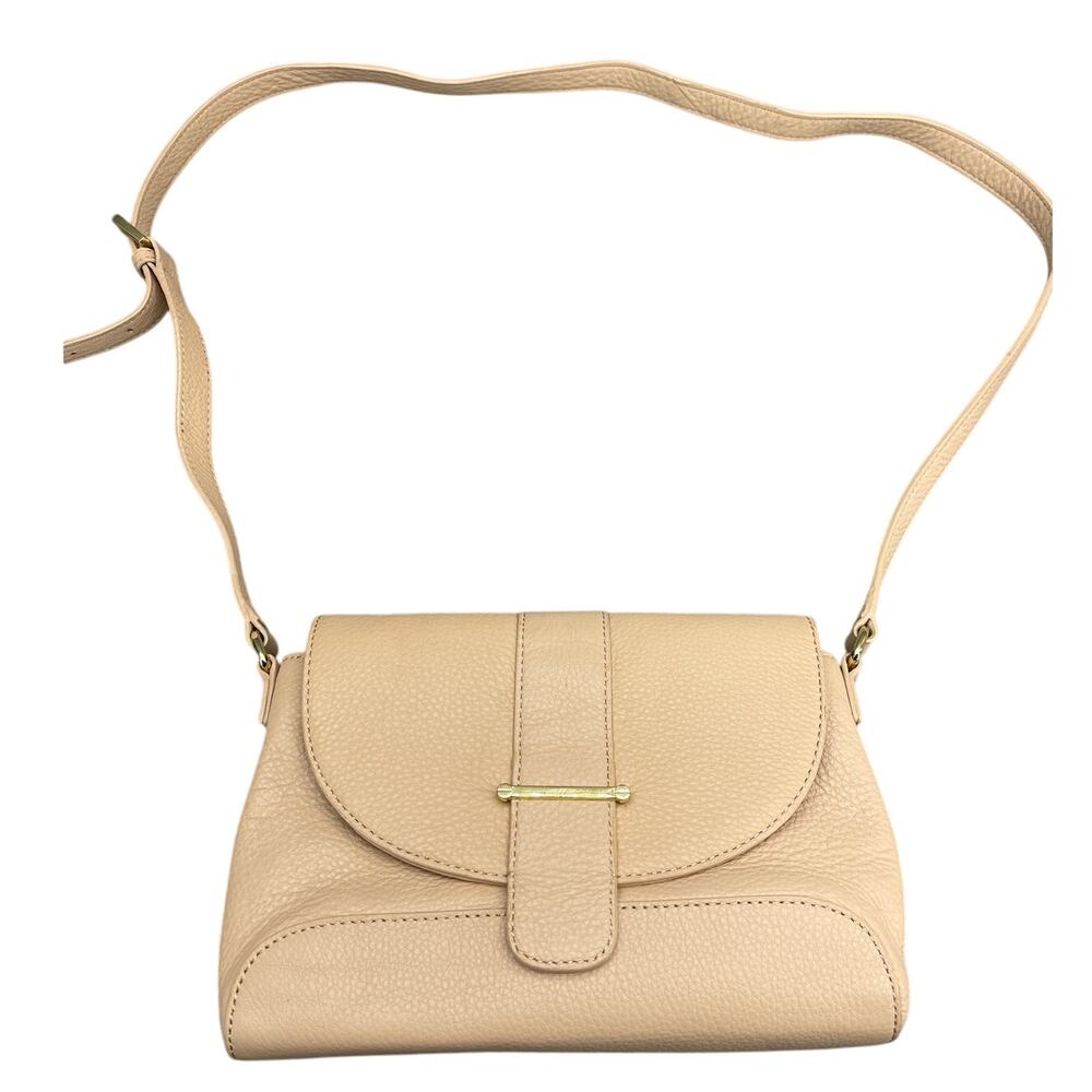 Talbots Cream Beige Leather Preppy Crossbody Purse